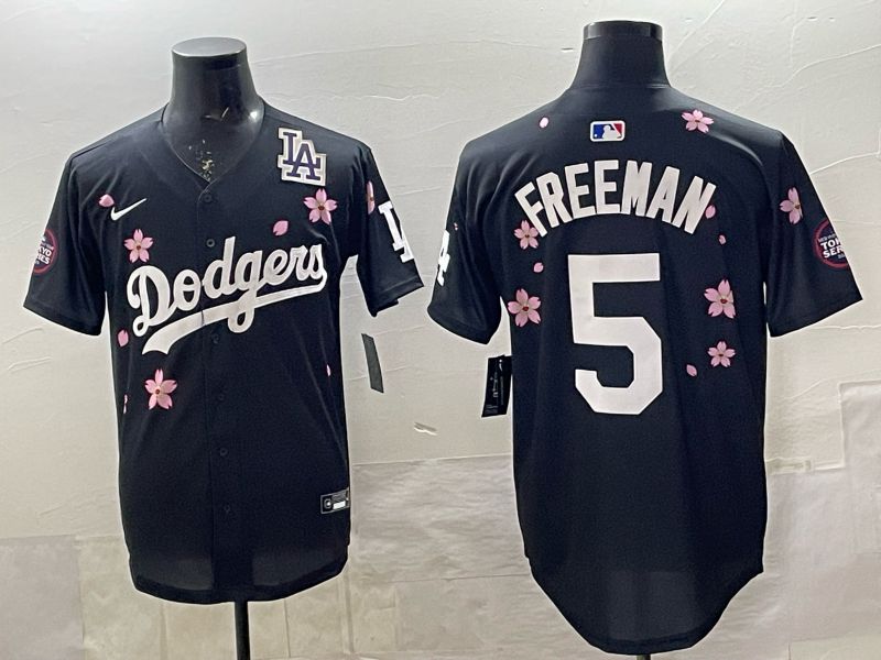 Men 2025 Nike Los Angeles Dodgers #5 Freeman Black Game MLB Jersey 02